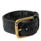 Dolce & Gabbana Black Textured Leather Gold Tone Metal Buckle Armband