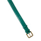 Dolce & Gabbana Green Textured Leather Gold Tone Metal Buckle Neckband