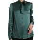 Dolce & Gabbana Elegant Dark Green Silk Blouse Top