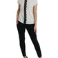 Dolce & Gabbana Elegant Off-White Lace-Trim Silk Blouse