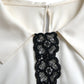 Dolce & Gabbana Elegant Off-White Lace-Trim Silk Blouse