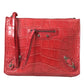 Balenciaga Exotic Red Alligator Leather Clutch