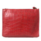 Balenciaga Exotic Red Alligator Leather Clutch