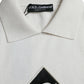 Dolce & Gabbana White DG Logo Collared Henley Shirt T-shirt