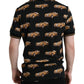 Dolce & Gabbana Black Car Print Short Sleeve Polo T-shirt