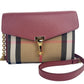 Burberry Macken Small Crimson House Check Leather Crossbody Bag