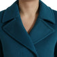 Dolce & Gabbana Blue Wool Cashmere Short Trench Coat Jacket