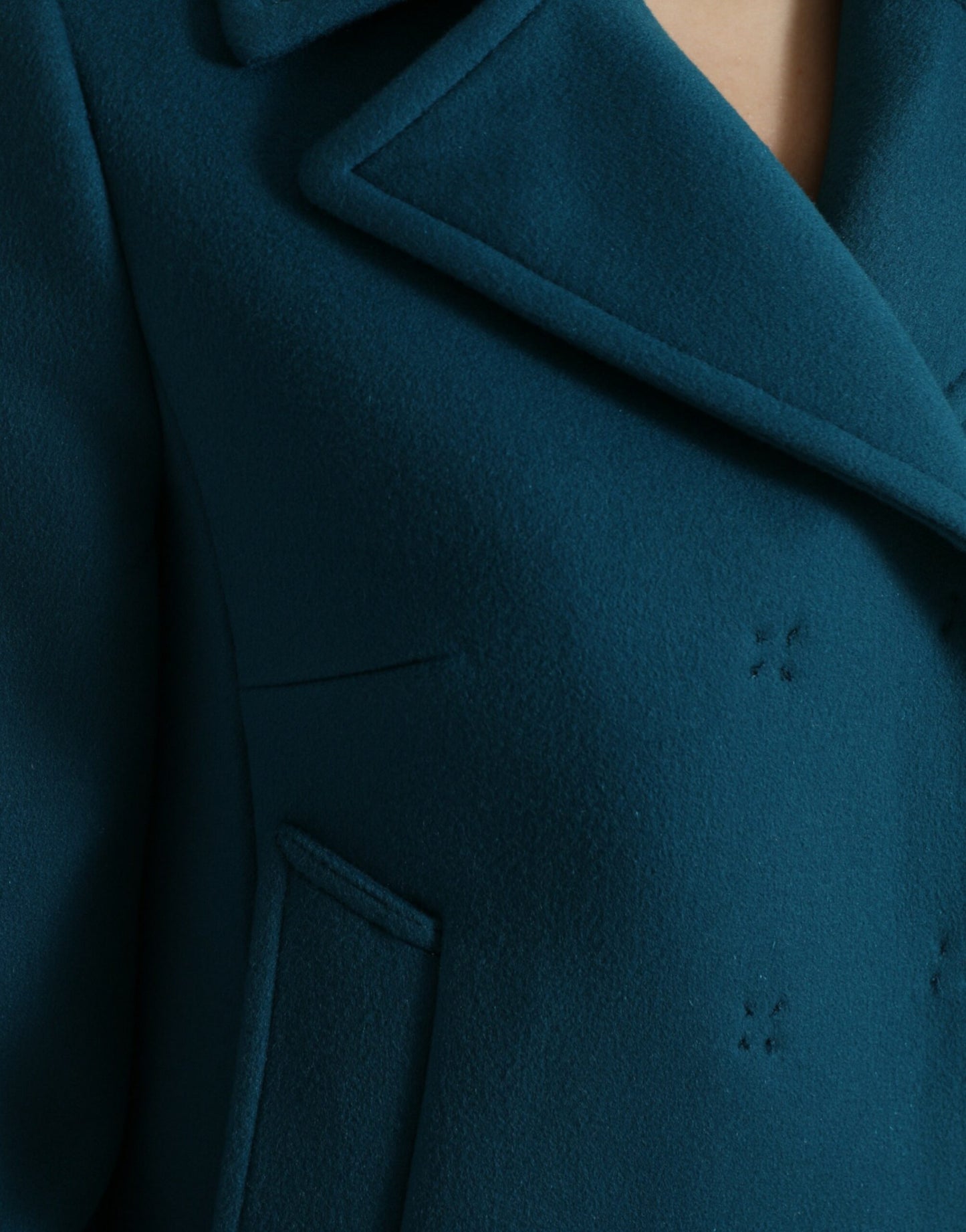 Dolce & Gabbana Blue Wool Cashmere Short Trench Coat Jacket