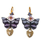 Dolce & Gabbana Gold Purple Crystal Butterfly Heart Locket Earrings