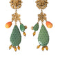 Dolce & Gabbana Green Cactus Crystal Clip On Jewelry Dangling Earrings