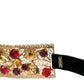 Dolce & Gabbana Gold Brass Red Roses Crystal Jewel Waist Belt