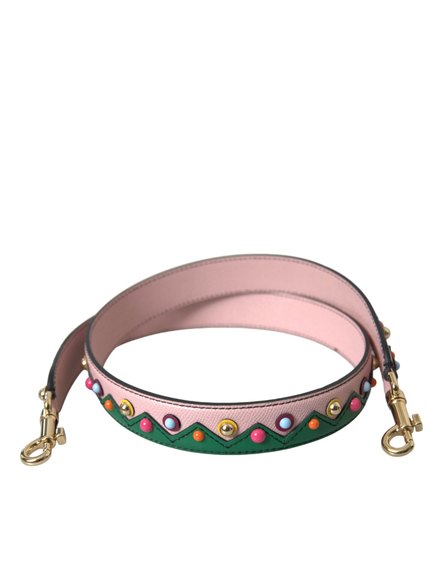 Dolce & Gabbana Pink Green Multicolor Leather Handbag Shoulder Strap