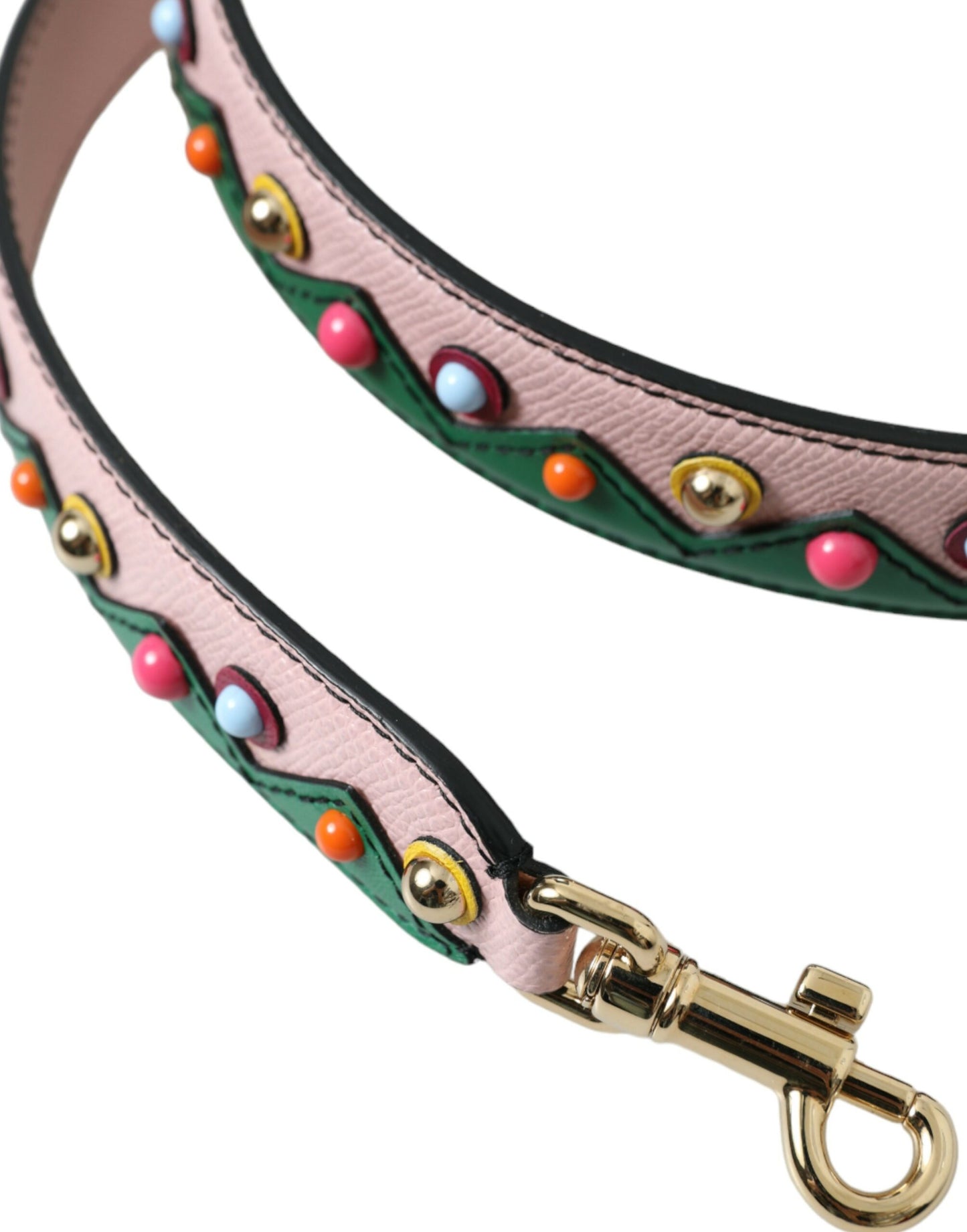 Dolce & Gabbana Pink Green Multicolor Leather Handbag Shoulder Strap