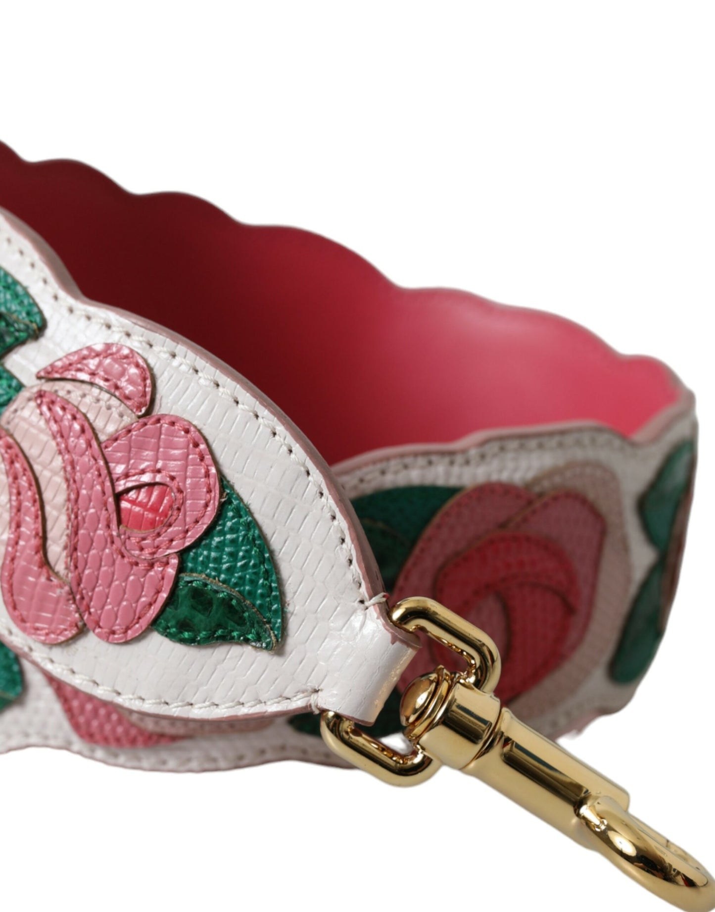 Dolce & Gabbana White Floral Leather Handbag Shoulder Strap