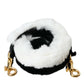 Dolce & Gabbana Black White Lapin Fur Handbag Shoulder Strap