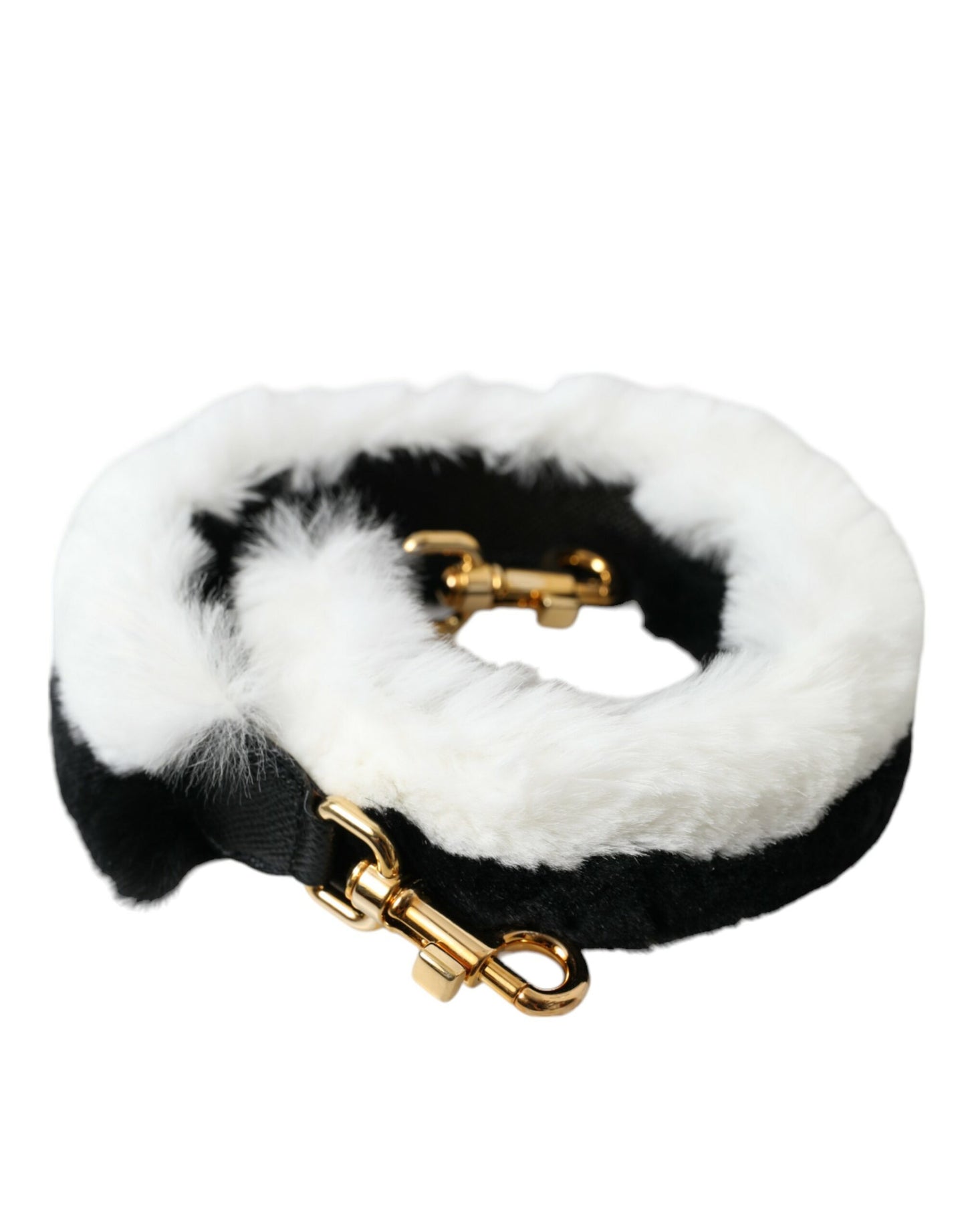 Dolce & Gabbana Black White Lapin Fur Handbag Shoulder Strap