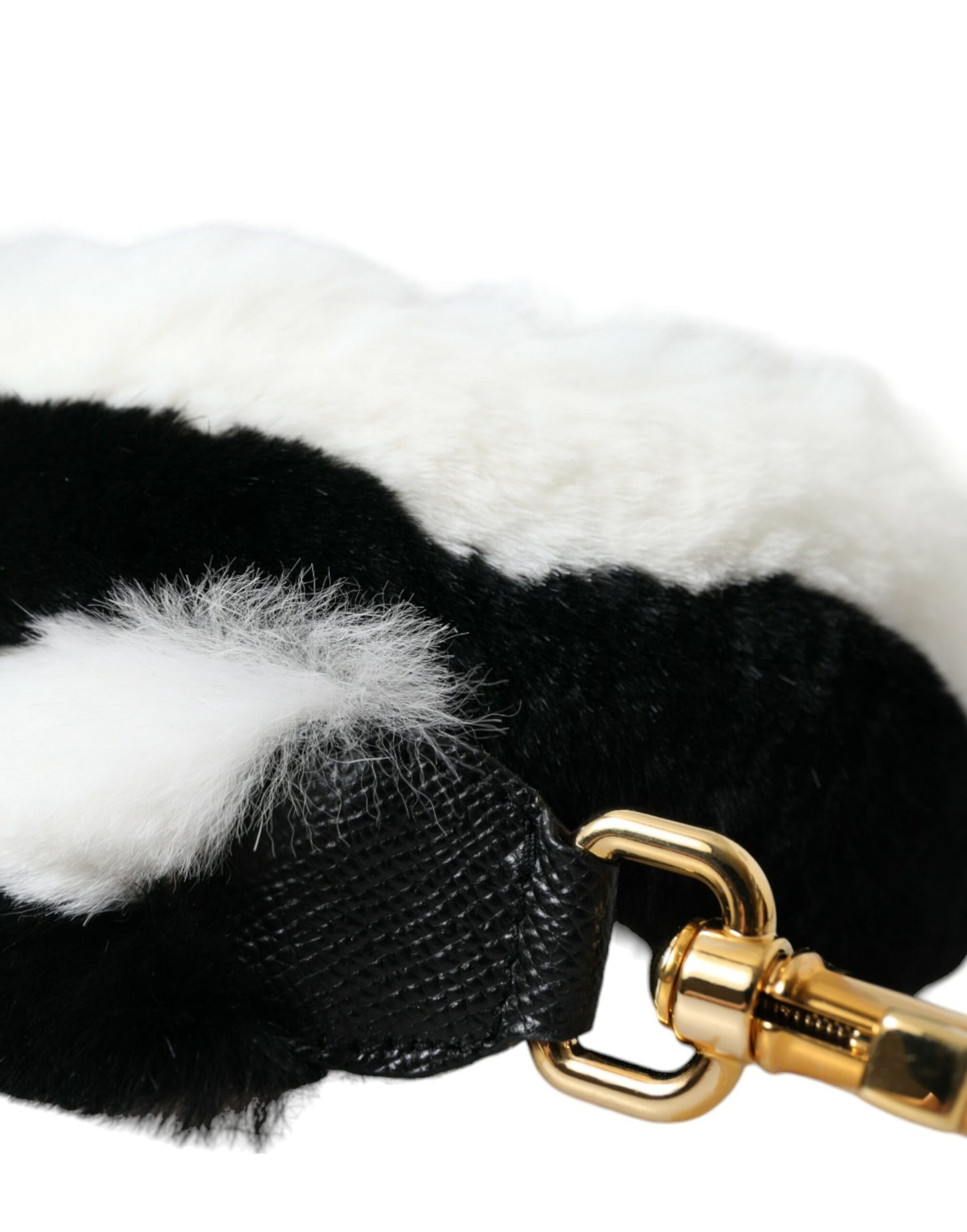 Dolce & Gabbana Black White Lapin Fur Handbag Shoulder Strap