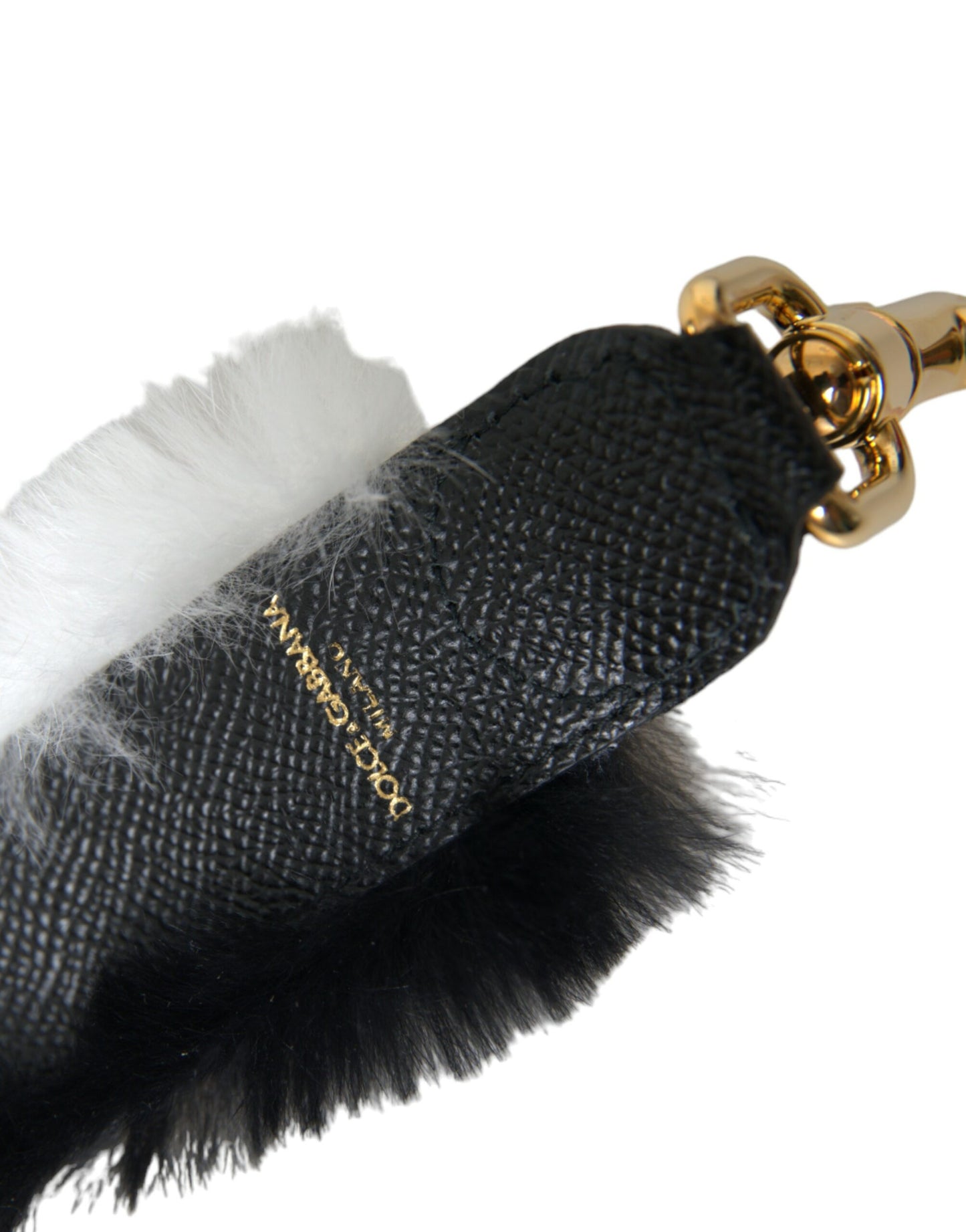 Dolce & Gabbana Black White Lapin Fur Handbag Shoulder Strap