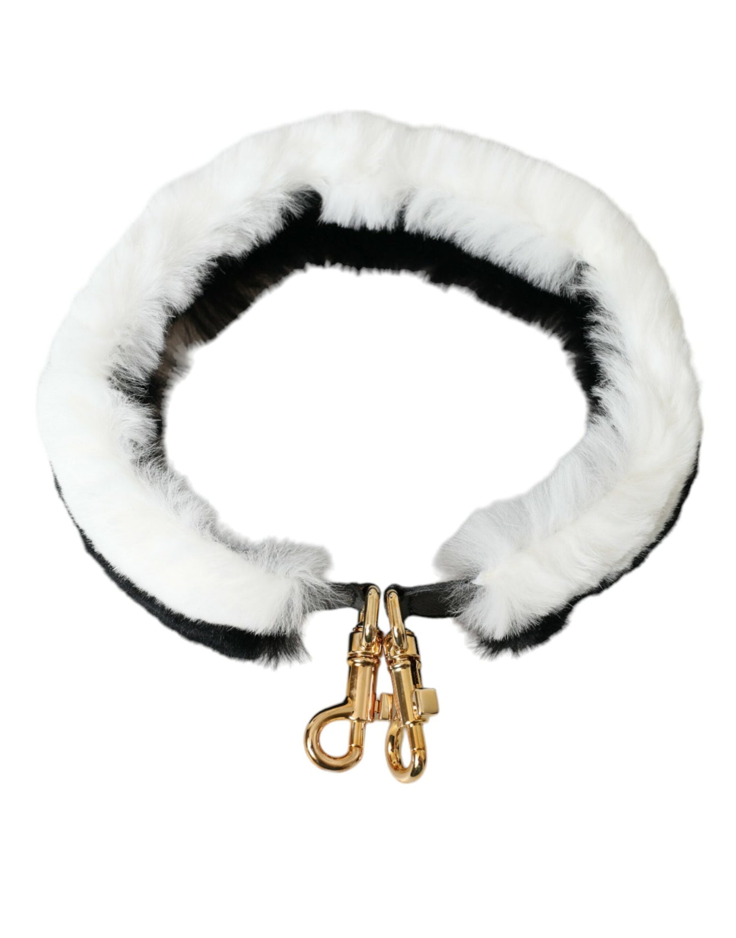 Dolce & Gabbana Black White Lapin Fur Handbag Shoulder Strap