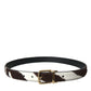 Dolce & Gabbana Brown White Zebra Pony Hair Gold Buckle Belt