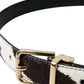 Dolce & Gabbana Brown White Zebra Pony Hair Gold Buckle Belt