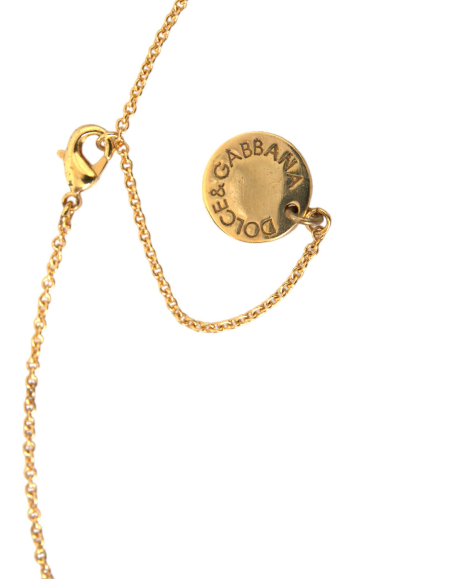 Dolce & Gabbana Gold Brass Chain Dog Heart Pendant Charm Necklace