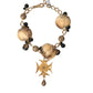 Dolce & Gabbana Gold Black Crystals Lapin Fur Filigree Chocker Necklace