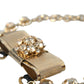 Dolce & Gabbana Gold Brass Clear Crystal Bow Chain Choker Necklace