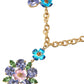 Dolce & Gabbana Gold Brass Chain Crystal Floral Pendant Charm Necklace