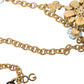 Dolce & Gabbana Gold Brass Chain Crystal Floral Pendant Charm Necklace