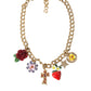 Dolce & Gabbana Gold Chain Rose Cross Strawberry Star Pendant Necklace