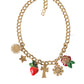 Dolce & Gabbana Gold Chain Rose Cross Strawberry Star Pendant Necklace