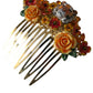 Dolce & Gabbana Gold Brass Crystal Leopard Floral Hair Comb