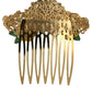 Dolce & Gabbana Gold Brass Crystal Leopard Floral Hair Comb