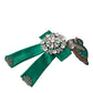 Dolce & Gabbana Green Satin Bird Crystal Women Hair Clip