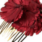 Dolce & Gabbana Red Silk Floral Gold Brass Women Hair Comb