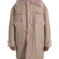 Dolce & Gabbana Beige Pink Lamb Leather Shearling Coat Jacket