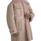 Dolce & Gabbana Beige Pink Lamb Leather Shearling Coat Jacket