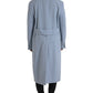 Dolce & Gabbana Blue Double Breasted Long Trench Coat Jacket