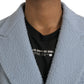 Dolce & Gabbana Blue Double Breasted Long Trench Coat Jacket