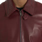 Dolce & Gabbana Maroon Exotic Leather Zip Biker Coat Jacket