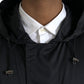 Dolce & Gabbana Black Hooded Long Windbreaker Jacket