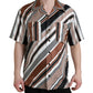 Dolce & Gabbana Brown White Silk Striped Short Sleeve Shirt