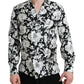 Dolce & Gabbana Black White Floral Button Down Casual Shirt