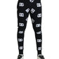 Dolce & Gabbana Black Viscose Skinny Men Leggings Logo Print Pants