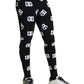 Dolce & Gabbana Black Viscose Skinny Men Leggings Logo Print Pants