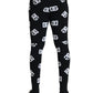 Dolce & Gabbana Black Viscose Skinny Men Leggings Logo Print Pants