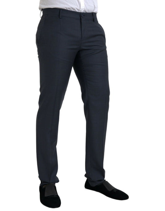 Dolce & Gabbana Blue Wool Men Skinny Dress Pants