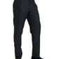 Dolce & Gabbana Blue Brocade Wool Skinny Men Dress Pants