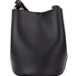 Burberry Lorne Small Black Haymarket Check Pebble Leather Bucket Handbag Purse